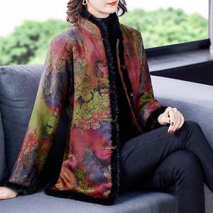 真丝桑蚕丝棉服棉衣外套女冬季2022新款中老年妈妈棉袄四五十岁50