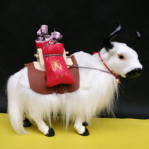 仿真牦牛模型黑色毛绒玩具吉祥动物公仔小牛道具橱窗桌面装饰摆件