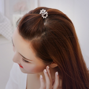 发卡发前夹发夹韩国优雅小号水晶抓夹刘海小成人女士头饰品头顶夹