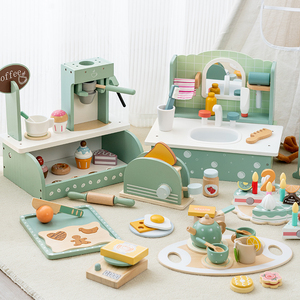 儿童过家家组合梳妆台下午茶甜品点仿真茶壶餐具套装木制厨房玩具