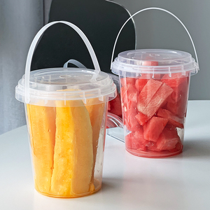网红水果茶桶一次性加厚大容量1000ml奶茶杯商用一桶手提桶1l带盖