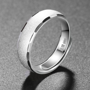 银戒指999纯银百福字男士开口戒子霸气个性指环韩版时尚潮人单身
