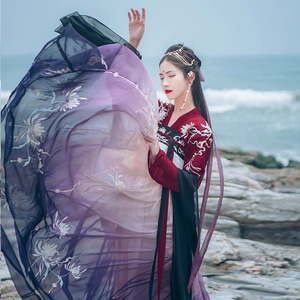 汉尚华莲夜芙蕖原创重工刺绣齐胸襦裙渐变