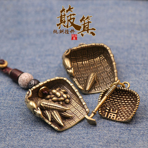 纯黄铜玉米簸箕钥匙扣老鼠簸箕挂件吊坠儿童创意礼品热卖包邮男女
