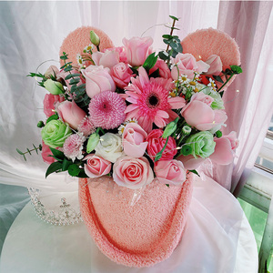 北京同城鲜花速递混搭米奇花束抱抱桶创意生日情人节送闺蜜女朋友