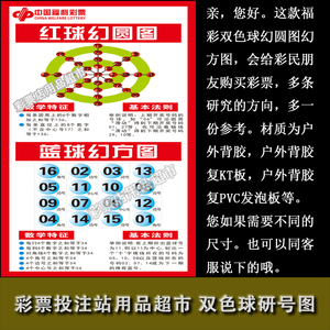 福利彩票店投注站用品 双色球号码研究表 红球幻圆图 蓝球幻方图