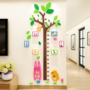 儿童身高贴测身高墙宝宝卡通客厅装饰3d立体墙纸可移除不伤墙贴纸