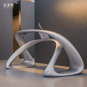 异形前台桌公司接待台定制玻璃钢商场迎宾台服务台创意科技感吧台