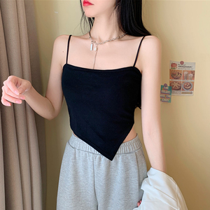性感倒三角小吊带背心女带胸垫美背内搭打底抹胸法式别致上衣外穿