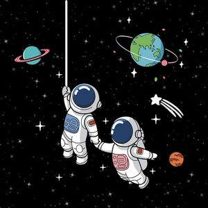 008人付款淘宝汽车贴纸情侣宇航员车贴nasa太空创意卡通装饰划痕贴