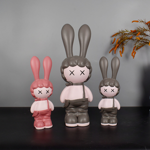 简约现代样板房儿童房客厅别墅卡通潮玩长耳朵兔子公仔创意摆件