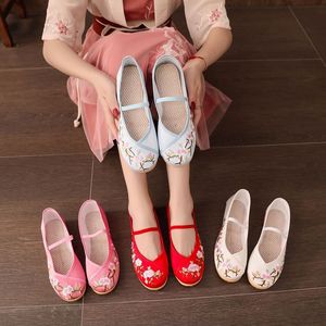 绣花鞋女童儿童手工布鞋古装古风中国风唐装汉服鞋子成人平底单鞋