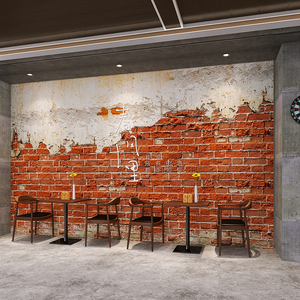 工装斑驳红砖墙集成墙板工业风咖啡餐厅装饰快装护墙板服装店扣板