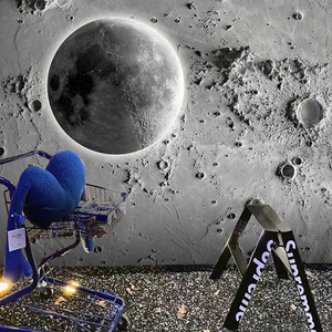 工业风凹凸月球表面护墙板水泥装饰快装扣板餐厅酒吧ktv集成墙板