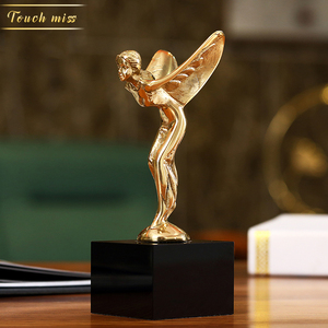 touch miss劳斯莱斯车标飞天女神铜摆件雕塑铜工艺品简美家居摆设