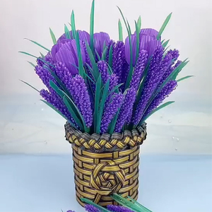 吸管薰衣草 手工diy花材料包创意花抖音同款 好看好做 有视频教程