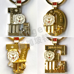 新加坡动物园机场旅游纪念品a到z26个字母鱼尾狮钥匙扣