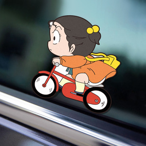 福星小子反光贴纸电动车个性创意雅迪摩托追风小女孩划痕遮挡装饰