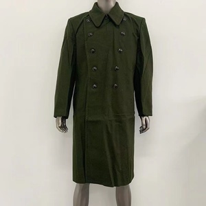 库存六十年代呢大衣男士中长款防寒保暖羊呢子军绿色风衣大衣收藏