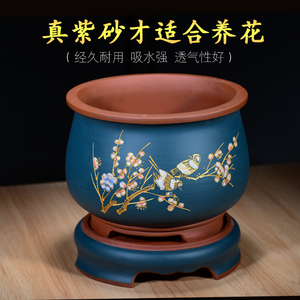 宜兴紫砂兰花盆陶瓷花盆君子兰盆老桩盆景盆多肉植物家用室内盆栽