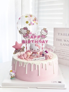 哈喽kt猫女孩生日蛋糕装饰摆件hellokitty热卖凯蒂猫烘焙插牌插件