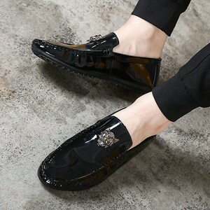 潮流单鞋男夏2017新款韩版百搭镶钻浅口平底鞋丑鞋豆豆鞋男鞋