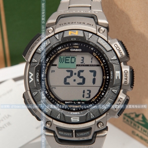 美行casio手表 卡西欧pag-240t-7cr钛合金太阳能登山男表prg-240t