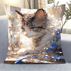 贵族宠物猫咪抱枕十字绣新款客厅沙发手工满绣可爱动物高级感刺绣