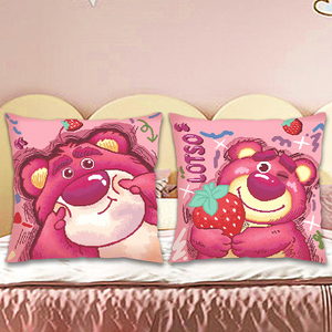 可爱草莓熊十字绣2023新款手工自己绣抱枕客厅沙发靠枕套diy礼物