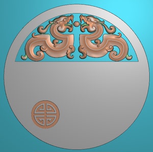 精雕图jdp灰度图bmp白玉浮雕图 11595草龙寿字 瑞兽 招财辟邪