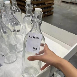 考肯 附塞瓶子透明玻璃水瓶果汁饮料酒瓶1L/0.5L宜家国内代购
