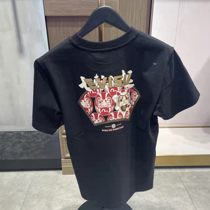 evisu福神潮牌夏季情侣佛头大m印花宽松圆领烫金上衣纯棉男短袖t