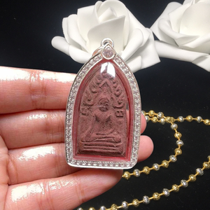 阿赞仲 双刀坤平 2511 银壳镶钻带卡 红肉 红模 泰国佛牌真品