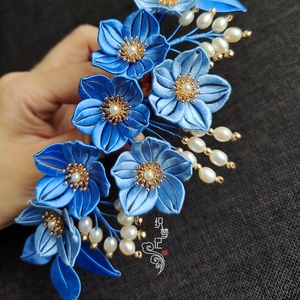 【织梦记】勿忘我发冠缠花材料包 原创古风汉服配饰蚕丝线手工