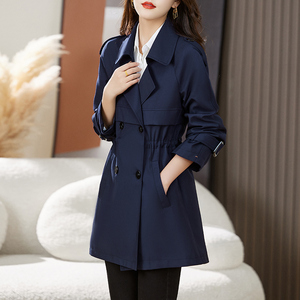 香港品牌女装2024春装新款韩版时尚中长款风衣外套修身显瘦大码潮