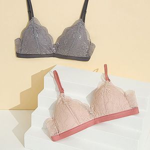 羽诗芬文胸蕾丝内衣女小胸无钢圈法式美背性感文胸夏季薄款女士三