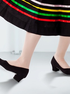 陈婷黑布性格舞鞋英皇北舞芭蕾民族民间舞考级代表性鞋子跟鞋女童