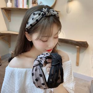 扎头发花发枯波点网纱打结宽边发箍简约高颅顶压发防滑发卡头箍女