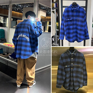 0097人付款淘宝正确palm棕榈天使angels 2020ss绿色编织格子衬衫ins风