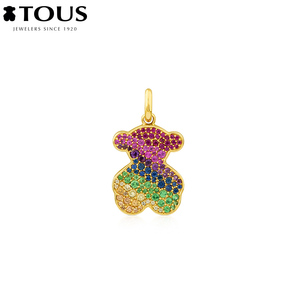 tous/桃丝熊18k金吊坠小熊多彩蓝宝石搭配基础链甜美612534110