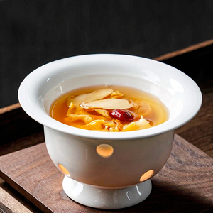 骨瓷纯白圆形陶瓷位上加热保温鱼翅汤盅特色辽参炖盅特色酒店包邮