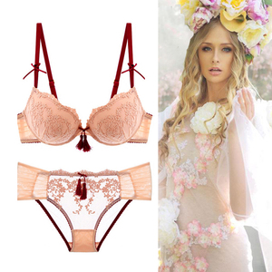 旗下品牌 happbra薄款加垫内衣立体花朵刺绣乳罩透气女文胸2人付款39