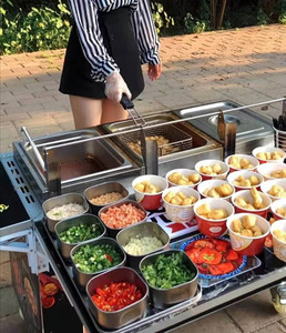 网红浇汁豆腐机户外移动摆摊油炸臭豆腐美食多功能夜市小吃车设备