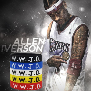 nba篮球 wwjd艾弗森手环男女运动腕带76人ai答案同款硅胶运动手环