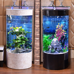 半圆形鱼缸水族箱家用客厅落地欧式中大型免换水生态靠墙柱亚克力