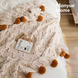 蔓越家 范塔斯 北欧简约针织毯四季通用空调毯沙发搭毯休闲午睡毯