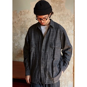 sage ss22 (usage) cpo shirt 复古轻薄胡椒盐面料廓形口袋衬衫