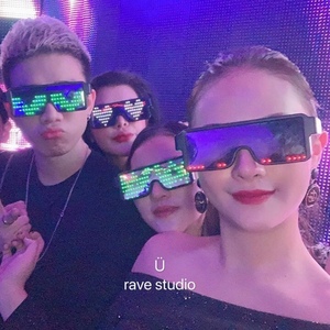 LED发光眼镜循环闪烁动态图案USB充电款酒吧派对演出音乐节饰品