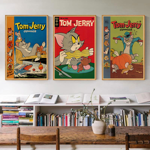 猫和老鼠装饰画汤姆和杰瑞个性复古怀旧墙壁画卧室床头儿童房挂画