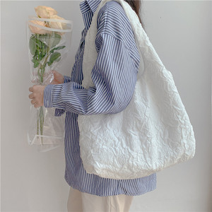 白色山茶花朵法式背心帆布包压花仙女超仙优雅小清新夏季单肩包袋